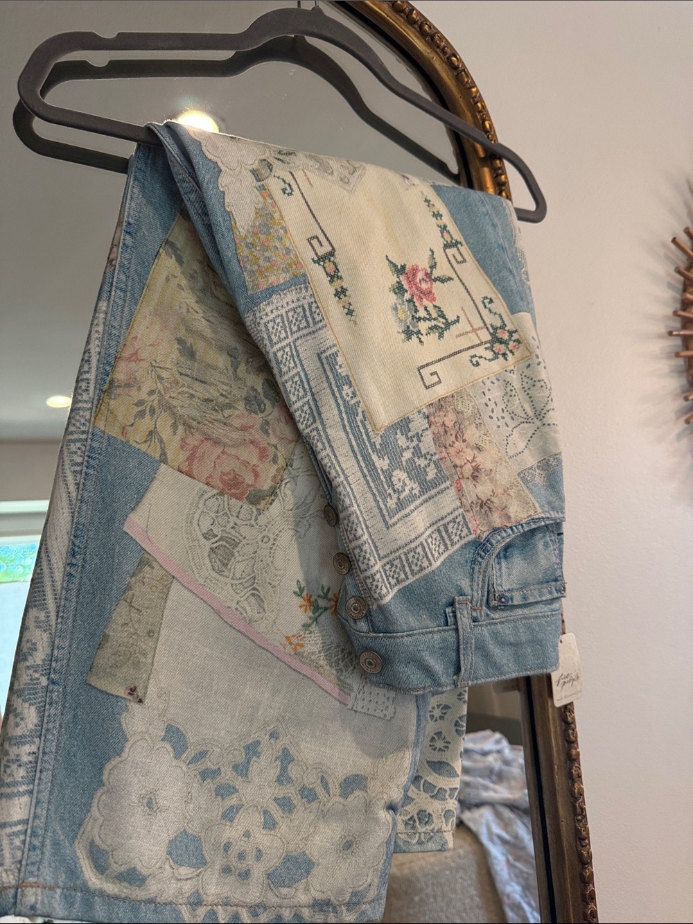 Light Blue Patchwork Embroidered Women Jeans